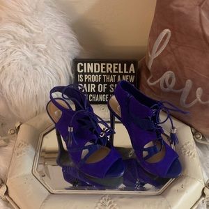 Gianni Bini Royal Blue Suede Gladiator Heels